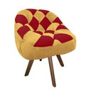 Ver imagem 2 de Poltrona Paloma Escritório Sala Giratória Madeira Suede Mostarda e Suede Vermelho - Dominic Decor