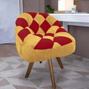 Ver imagem 1 de Poltrona Paloma Escritório Sala Giratória Madeira Suede Mostarda e Suede Vermelho - Dominic Decor