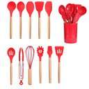 Ver imagem 1 de Jogo de Cozinha 12 Peças Silicone Fouet Concha Pegador Colher Escumadeira Espatula Talheres Utensili