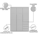 Ver imagem 4 de Jogo de Quarto Infantil Guarda Roupa e Cômoda Pérola Cinza - Phoenix Phoenix Baby