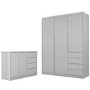 Ver imagem 1 de Jogo de Quarto Infantil Guarda Roupa e Cômoda Pérola Cinza - Phoenix Phoenix Baby