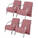 Ver imagem 1 de Kit 4 Poltronas Vênus de 1 Lugar Braço Alumínio D Salla Suede Rosa