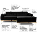 Ver imagem 3 de Sofá 3 Lugares com Chaise Base de Madeira Euro 230 Cm Preto