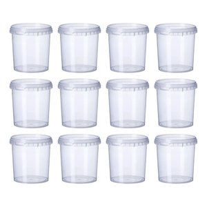 Pote Plástico Redondo com Lacre 500ml - 12 Unidades