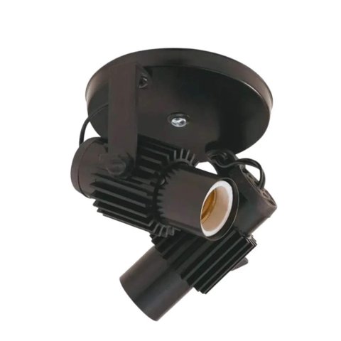 Spot B2 Simples Aletado Para 2x E27 Led Bulbo Preto C/ Preto - Bivolt Enerlux