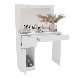 Penteadeira Bahia 4 Lâmpadas Led 2 Gavetas e Tampo de Vidro 190184 Politorno Branco - 3 Penteadeira Bahia 4 Lâmpadas Led 2 Gavetas e Tampo de Vidro 190184 Politorno Branco - 3