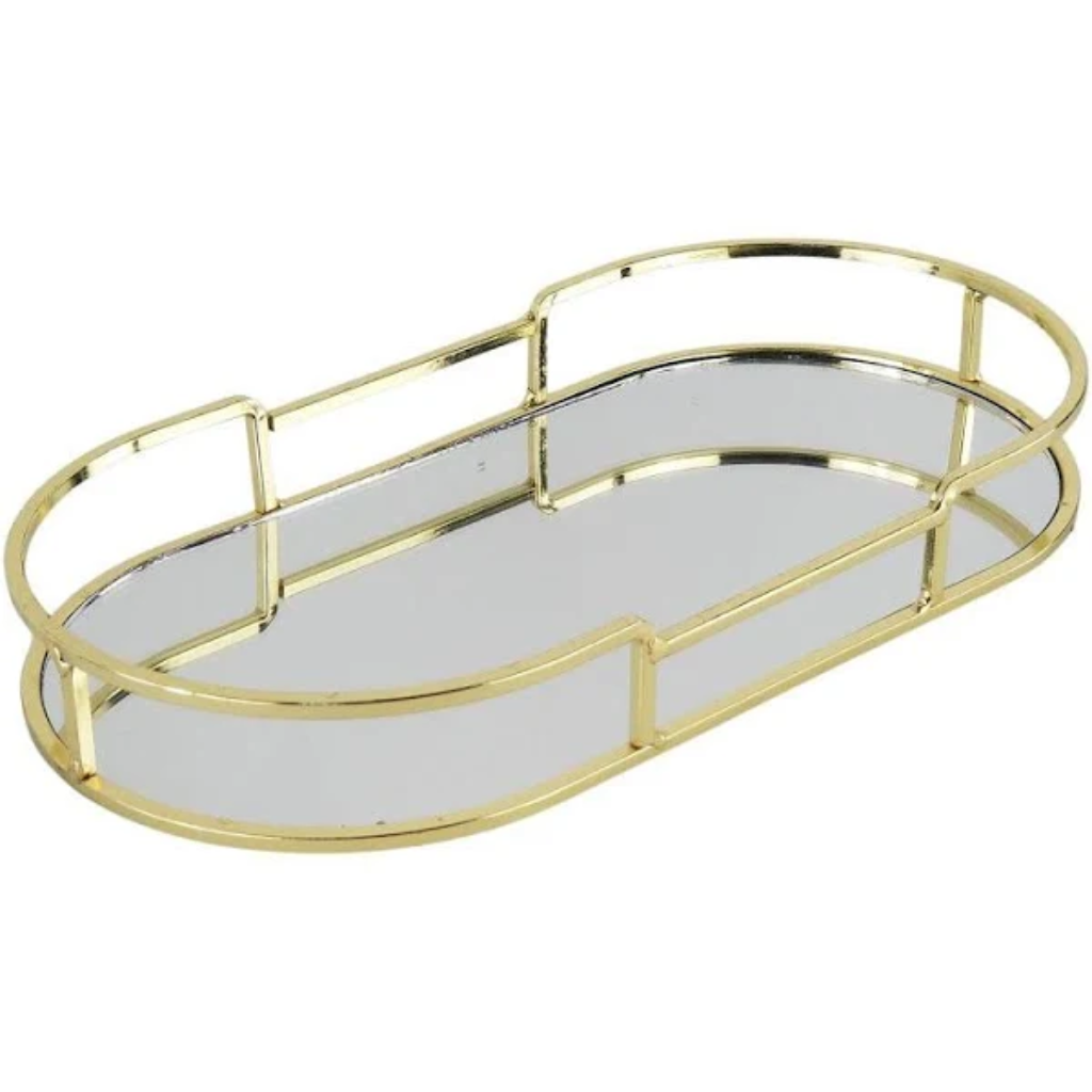 Bandeja Decorativa de Metal Dourada 32cm X 18cm X 5cm - 3