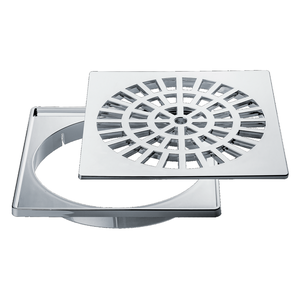 Conjunto De Grelha E Porta Grelha 150mm Quadrada Cromada