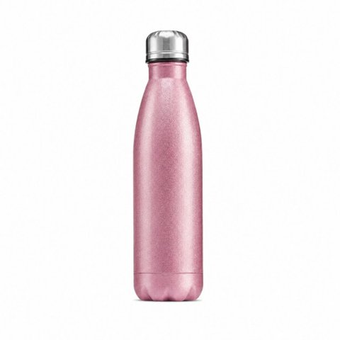 Garrafa Térmica MS914 500ml Aço Inox Portátil Viagem Metálica Cintilante:Rosa