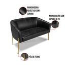 Ver imagem 4 de Sofá Namoradeira 2 Lugares Pé de Ferro Dourado Stella Corano Preto D03 - D'Rossi