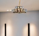 Ver imagem 2 de Lustre Clássico Karina em Metal e Cristal para Sala de Jantar e Ambientes Modernos - 40x75cm