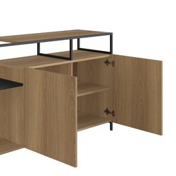 Cristaleira York Estilo Industrial 93cm 02 Portas 01 Gaveta 27897 Artesano - Hanover/preto - 3