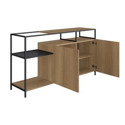 Cristaleira York Estilo Industrial 93cm 02 Portas 01 Gaveta 27897 Artesano - Hanover/preto - 2