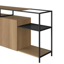 Cristaleira York Estilo Industrial 93cm 02 Portas 01 Gaveta 27897 Artesano - Hanover/preto - 5