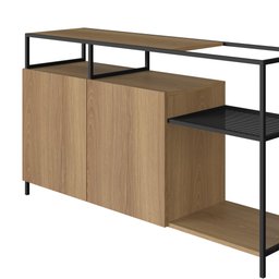 Cristaleira York Estilo Industrial 93cm 02 Portas 01 Gaveta 27897 Artesano - Hanover/preto - 4