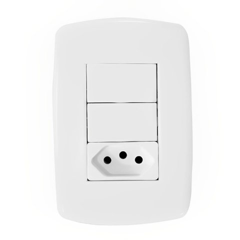 2 Interruptores Simples + 1 Tomada Unidade 2p+t 10a com Placa - Dc-8100/17 - Dicompel 2 Inturrptores