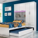 Ver imagem 2 de Guarda Roupa Solteiro com Bicama 4 Portas 2 Gavetas e Bau Milena Acp Móveis Branco/lilas
