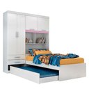 Ver imagem 1 de Guarda Roupa Solteiro com Bicama 4 Portas 2 Gavetas e Bau Milena Acp Móveis Branco/lilas