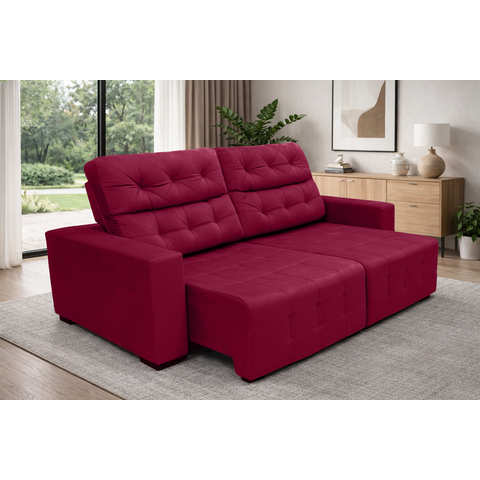 Sofá Retrátil e Reclinável Siena 2.00m Super Pillow - Vermelho