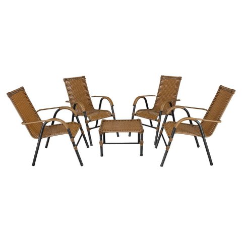 Conjunto de Mesa de Centro e 4 Cadeiras Bela para Área Externa