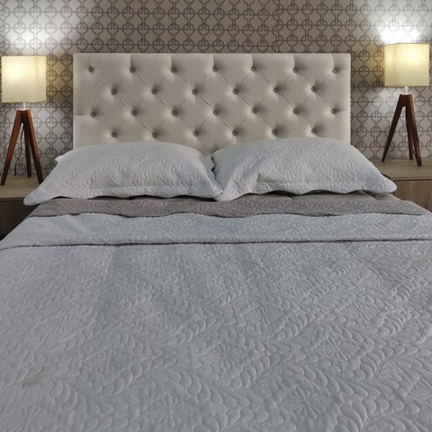 Cabeceira Estofada King Capitonê Suede Liso Bege 195 X 60 cm RBL