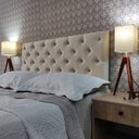 Ver imagem 3 de Cabeceira Estofada King Capitonê Suede Liso Bege 195 X 60 cm RBL