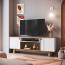 Ver imagem 1 de Rack para Tv até 65 Polegadas 180cm 2 Portas e 2 Nichos Mel/branco B126