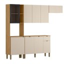 Ver imagem 2 de Cozinha Compacta 100% MDF 4 Peças Balcão 120cm com Tampo Vert Plus Branco/Freijó