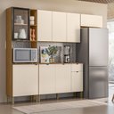 Ver imagem 1 de Cozinha Compacta 100% MDF 4 Peças Balcão 120cm com Tampo Vert Plus Branco/Freijó