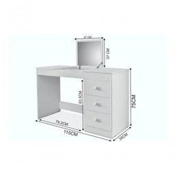 Escrivaninha Penteadeira Isadora 3 Gavs 100% Mdf Branco Acet - 5