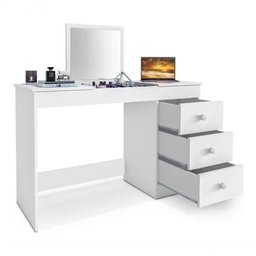 Escrivaninha Penteadeira Isadora 3 Gavs 100% Mdf Branco Acet - 3