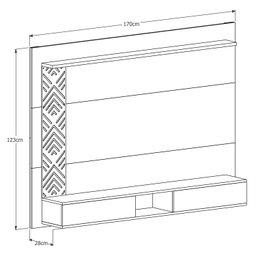 Painel de Tv até 60 Suspenso para Sala com Nicho Prateleira Roma:castanho Off White - 3