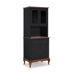 Cristaleira Arca e Oratório 4 Portas 1 Gaveta com Pés Luis Xv 60630 Linz Móveis - Preto/Imbuia