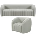 Ver imagem 1 de Kit Sofá 5 Lugares para Sala 332cm com 01 Poltrona Lazio M03 Veludo Creme - Lyam Decor
