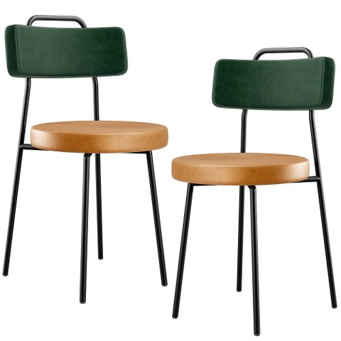 Kit 2 Cadeiras Cozinha Sala Jantar Barcelona L02 Facto Verde Musgo Couríssimo Whisky - Lyam Decor