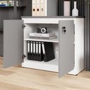 Ver imagem 2 de Armário Baixo para Escritório e Home Office Travamento com Chave 2 Portas 1 Prateleira MDP 80cm
