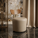 Ver imagem 1 de Poltrona Orgânica Redonda Corino Bege Encosto Madeira Curvo Design Escandinavo Sala Quarto Hall