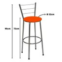 Ver imagem 2 de Kit 4 Banquetas Altas Cromada com Encosto Assento Laranja