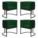 Ver imagem 1 de Kit 4 Poltronas Reforçadas Decorativa Sala Nayara Base Ferro Preto Suede Verde