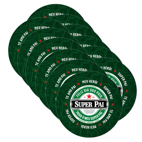 Kit Sousplat Super Pai Verde - 12 Peças - com Base