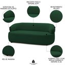 Ver imagem 3 de Sofá 3 Lugares Living Orgânico Sala de Estar 170cm Conka F05 Veludo Verde - Mpozenato
