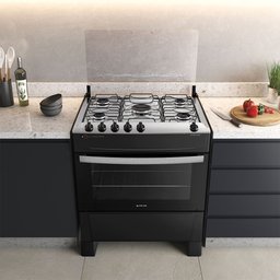 Fogão 5 Bocas Preto com Mesa Inox Atlas Atenas Bivolt - 6