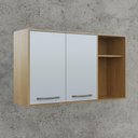 Ver imagem 1 de Armário Aéreo para Cozinha 2 Portas 2 Nichos 120 Cm Áustria Valdemóveis Cinamomo/off White