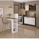 Ver imagem 3 de Armário de Cozinha com Bancada Americana Mesa Gourmet Azaleia e Bologna Mel/Branco/Marrom - Mademó