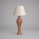 Ver imagem 1 de Abajour Califórnia Grande c/ Cúpula Tecido Decorativo de Cerâmica para Sala e Mesa Mocha Mousse