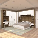 Ver imagem 1 de Quarto de Canto Casal com Guarda Roupas Cabeceira e Bancada Home Office Paris Luciane Móveis