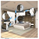 Ver imagem 5 de Quarto de Canto Casal com Guarda Roupas Cabeceira e Bancada Home Office Paris Luciane Móveis