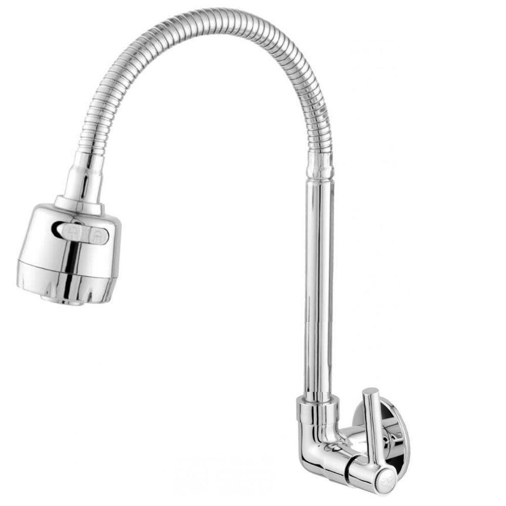 Torneira Parede Tubo Gourmet Flexível Cromada 32cm - 1
