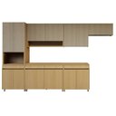 Ver imagem 3 de Cozinha Completa Modulada 6 Peças 13 Portas 6 Gavetas 100% MDF Simone Mendes Marrom/Carvalho/Greige
