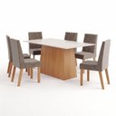 Ver imagem 2 de Conjunto Sala de Jantar Mesa Dora 160cm Tampo MDF Canto Reto 06 Cadeiras Flavia